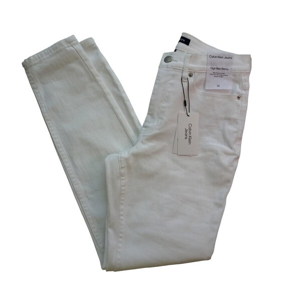 CALVIN KLEIN Women's Jeans High Rise Skinny Denim White Stretch Fitted NWT 26 - Picture 1 of 14